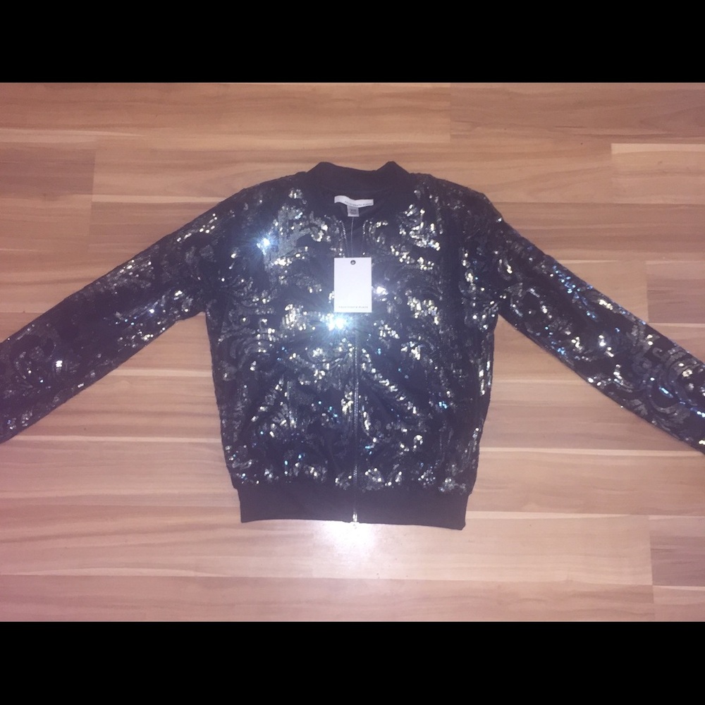 NWT Sequined damask Bomber Jacket sz.xs
